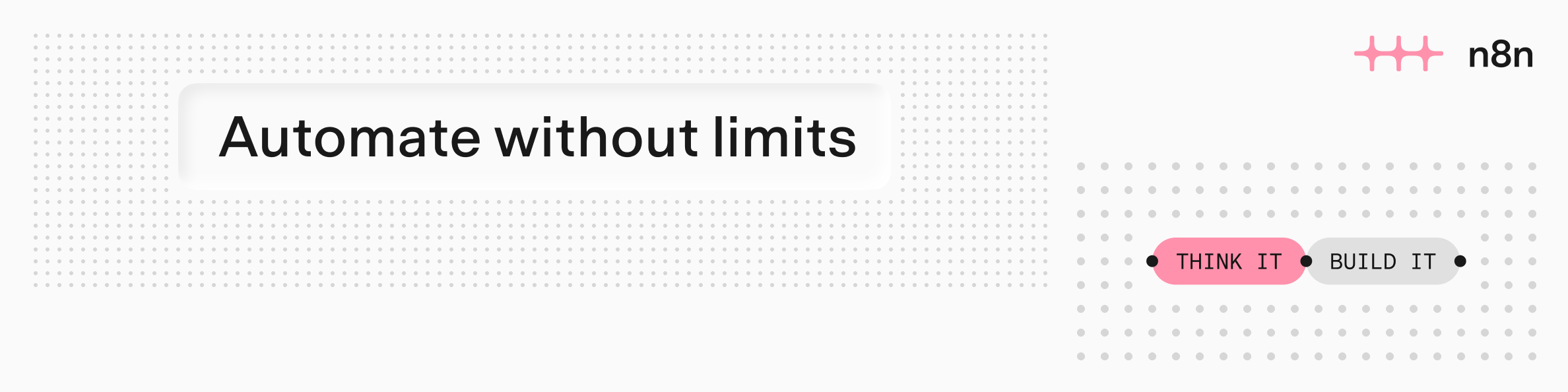 图1 n8n 官方横幅「Automate without limits」(README 官方素材)