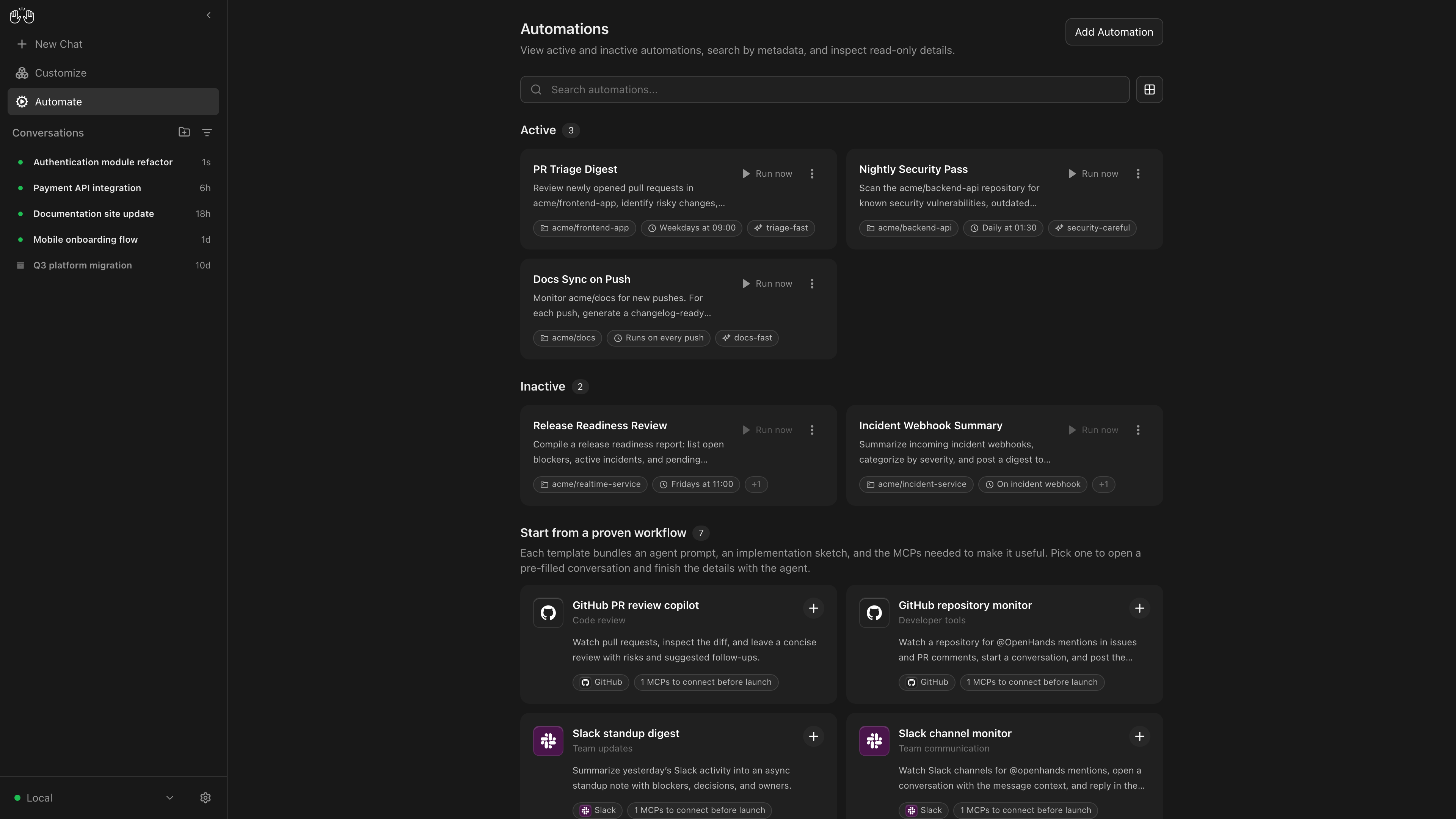 图2 Agent Canvas 自动化任务面板(官方 README 截图)