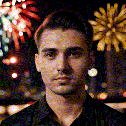 图3 SparseCtrl RGB 条件控制演示:夜景烟花人物动画帧(README v3 Demos 官方 GIF 抽取静态帧)