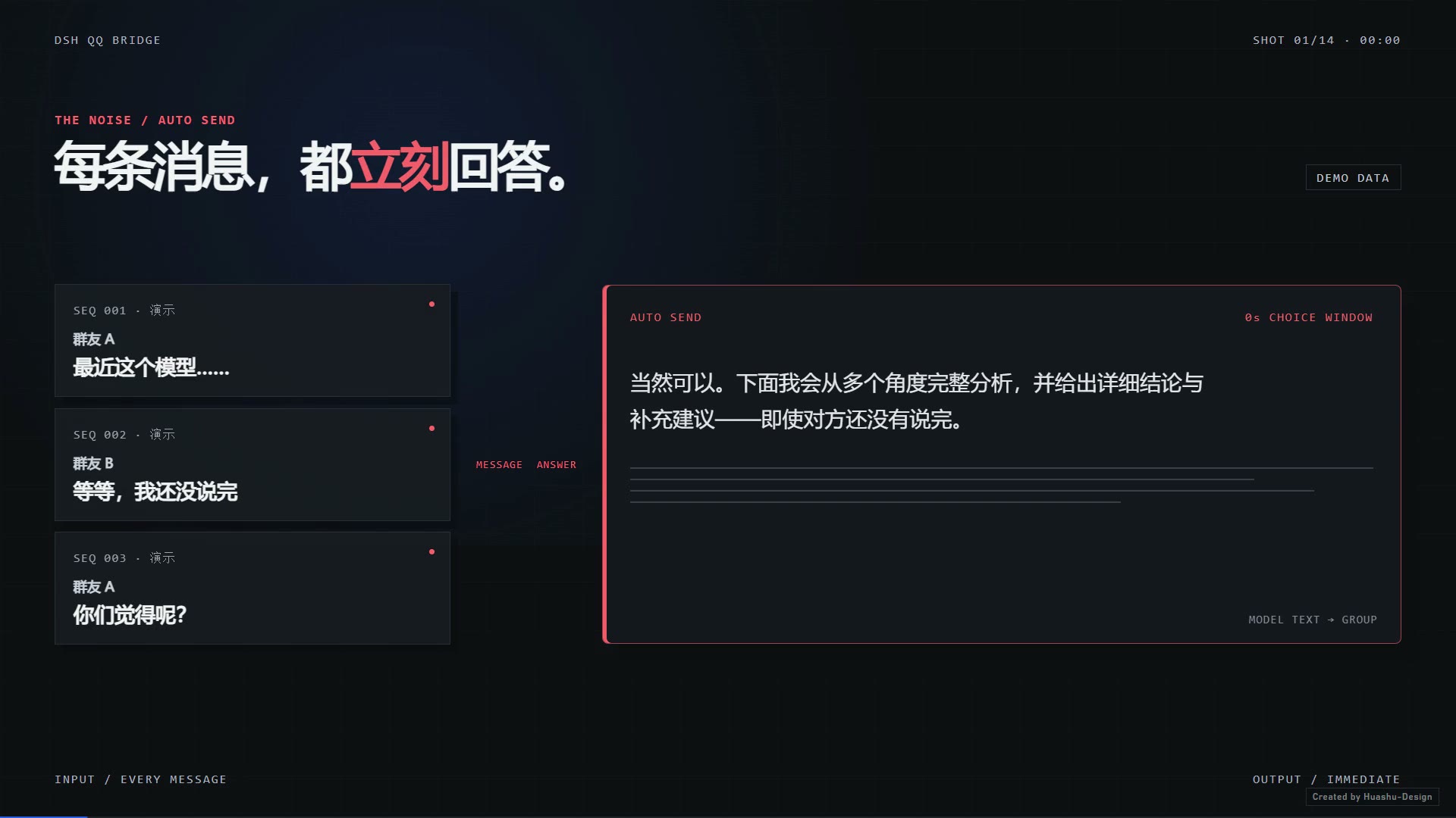 官方演示:每条消息,都立刻回答