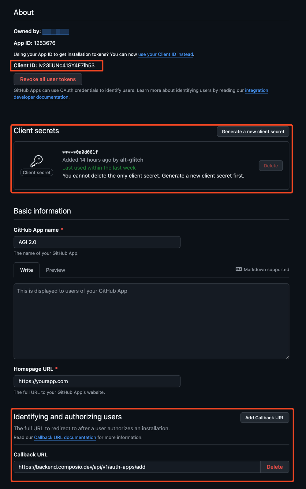 GitHub toolkit 的 OAuth 配置界面(官方文档截图)