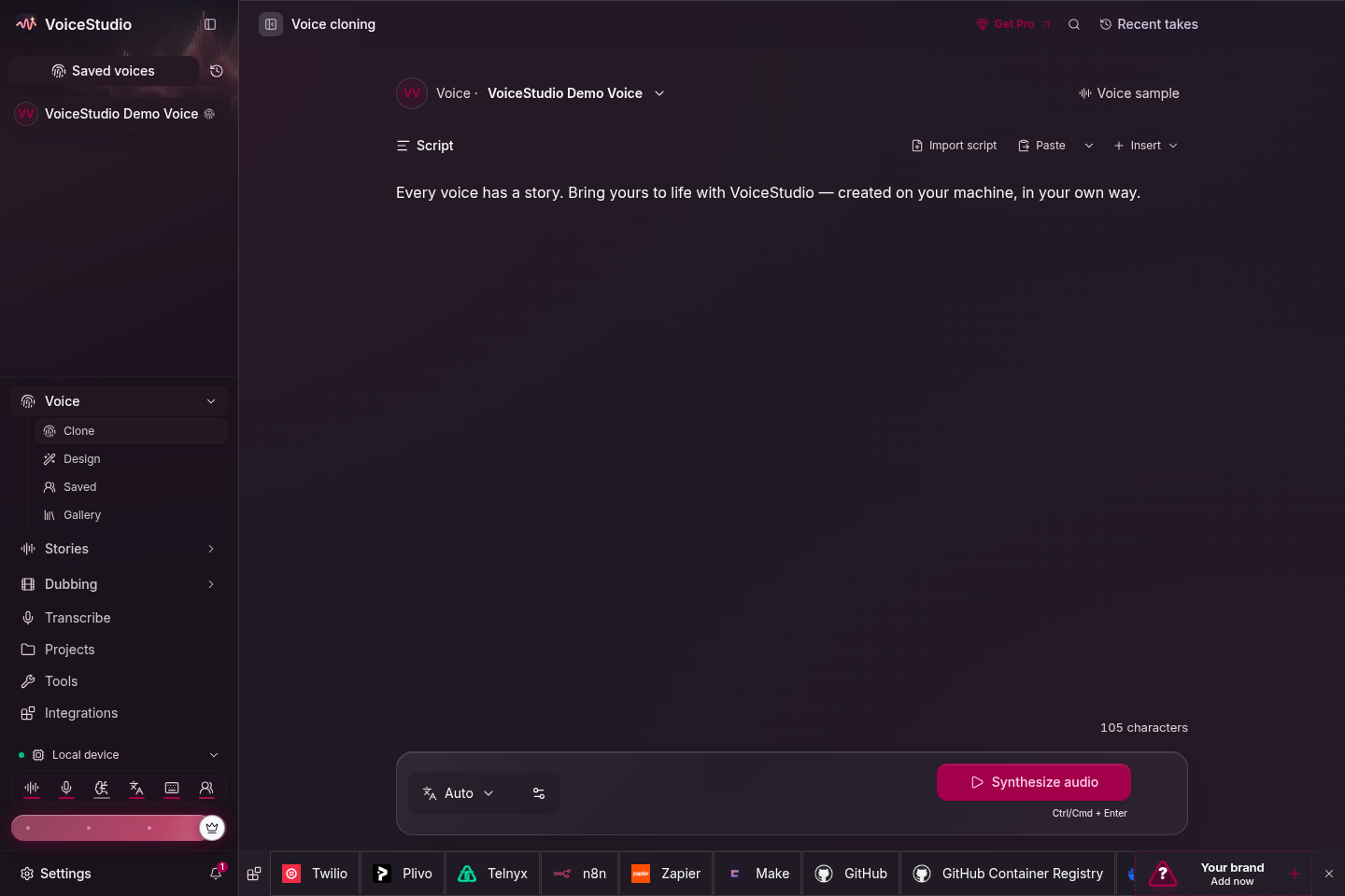 VoiceStudio 语音克隆工作区