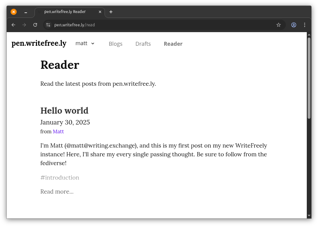 WriteFreely 阅读器视图