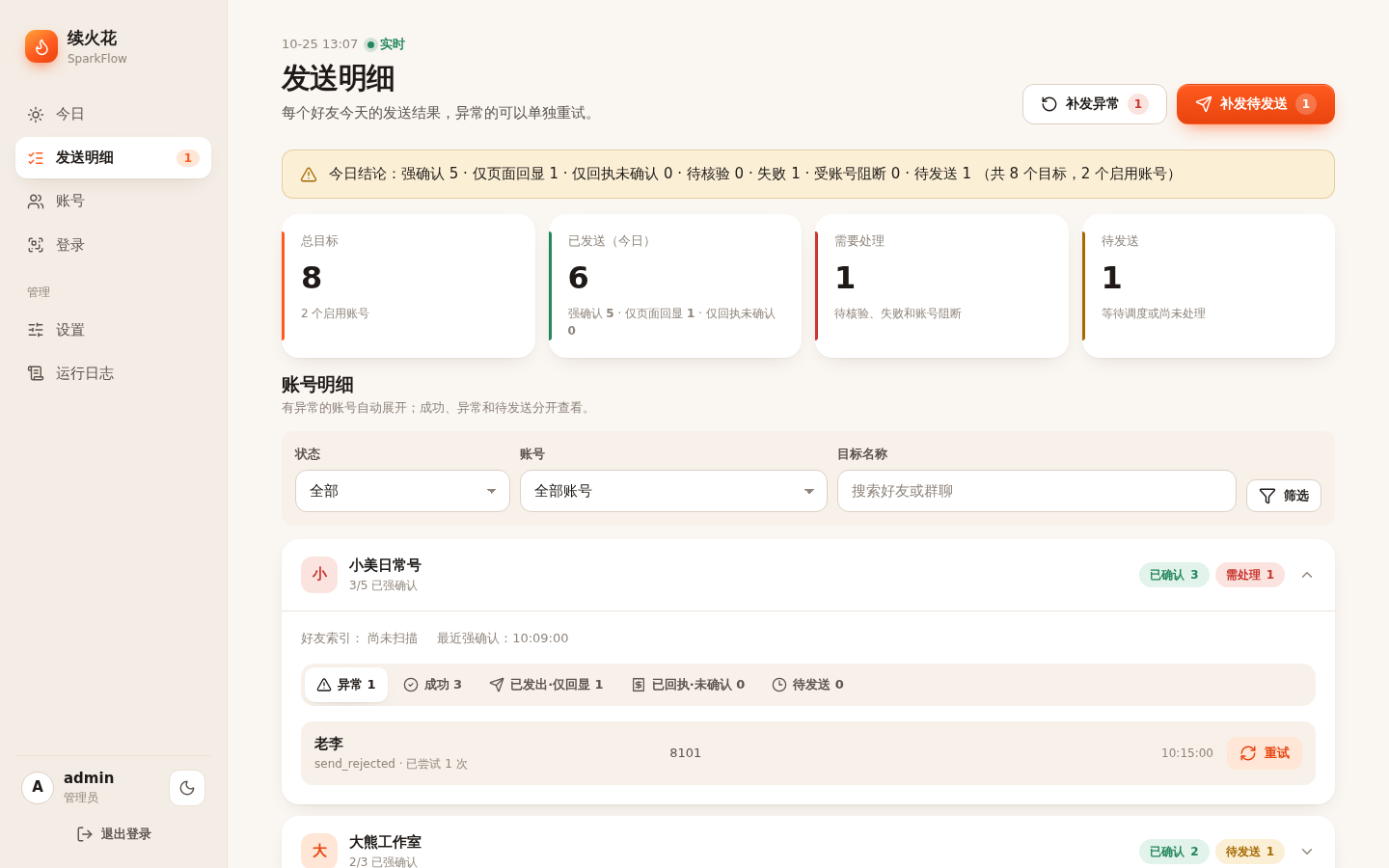 图7 发送明细：结果分级、异常与单独重试