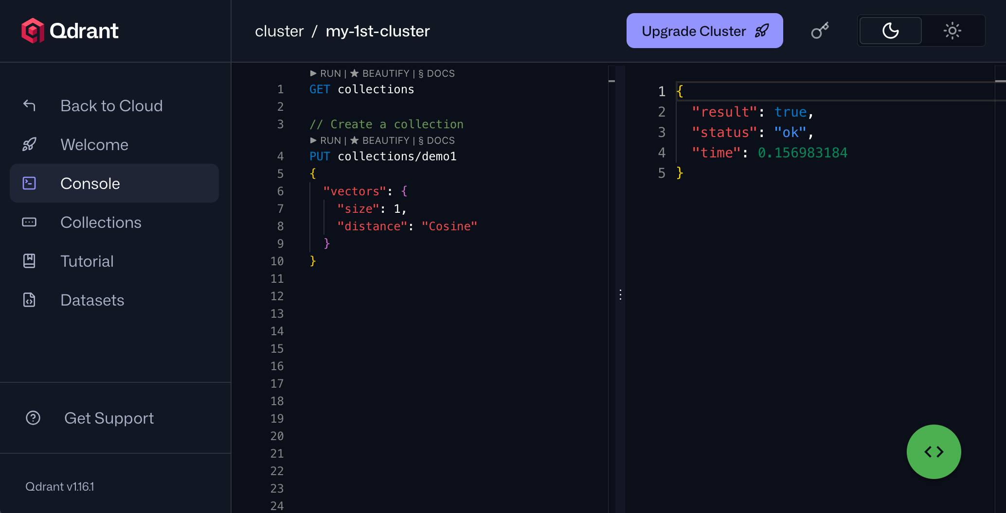 Qdrant Web UI(Dashboard)